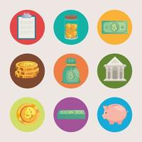 negen pictogrammen voor economie en financiën vector