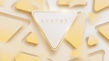 luxe achtergrond met gouden driehoek frame en veelhoek vervagen decoratie met glitter lichteffect. vector