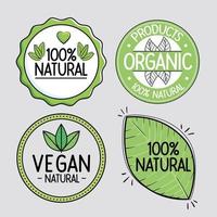 veganistische en natuurlijke badges vector