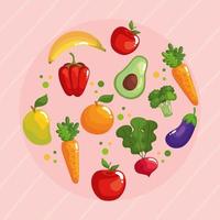 gezond eten in cirkel vector