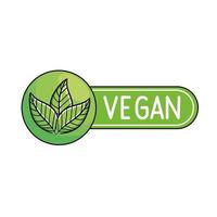 label van veganist met bladeren vector