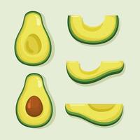 vijf avocado's groenten pictogrammen vector