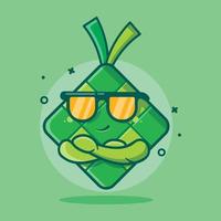 super cool ketupat voedsel karakter mascotte geïsoleerde cartoon in vlakke stijl ontwerp. geweldige bron voor pictogram, symbool, logo, sticker, banner. vector