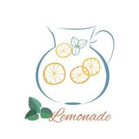 limonade kruik overzicht logo en muntblaadjes. vector