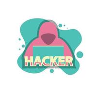 hacker-pictogram. computer hacker. vectorbanner, plat ontwerp vector
