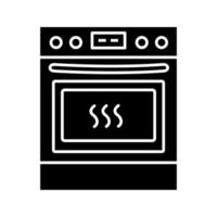 keuken fornuis glyph pictogram. gasfornuis. kookplaat en oven. keuken apparaat. silhouet symbool. negatieve ruimte. vector geïsoleerde illustratie