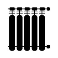 radiator glyph-pictogram. verwarmingsbatterij. verwarming. silhouet symbool. negatieve ruimte. vector geïsoleerde illustratie