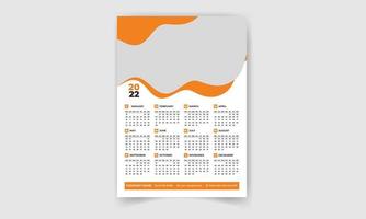 zakelijke minimale kalendersjabloon, wandkalender 2022 ontwerp met vector