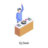 een unieke isometrische illustratie van dj desk vector