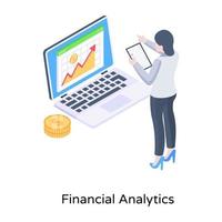 grafiek met geld met een concept van financiële analysepictogram vector