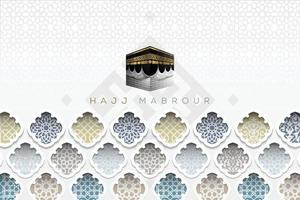 Hadj mabrour groet islamitische bloemmotief achtergrond vector design met glanzende gouden Arabische kalligrafie. vertaling van de tekst hadj bedevaart moge allah je hadj accepteren en je vergiffenis schenken