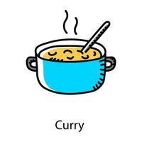 Aziatisch eten, doodle stijlicoon van curry vector