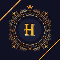 gouden monogram met letter h vector