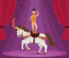 circus vrouw in paard vector