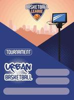 urban basketball belettering met schild vector