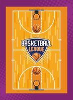 basketbal league belettering en rechtbank vector