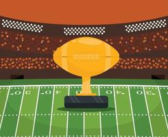 Amerikaans voetbalstadion met trofee vector