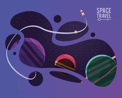 ruimtereis belettering met planeten vector