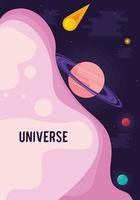 universum belettering met Saturnus vector