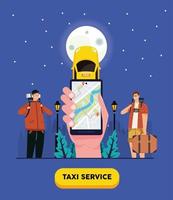 toeristen die taxiservice online gebruiken vector