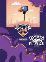 urban basketball belettering en punt vector