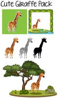 Een pakje schattige giraffe vector