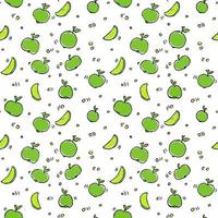naadloos patroon met groene appels. fruit patroon groene appel op witte achtergrond. voedsel naadloos patroon. vector illustratie