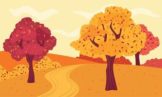 gekleurde herfst seizoenskaart met bomen vector