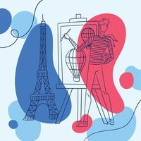 gekleurde frankrijk poster kunstenaar tekening eiffeltoren schets vector