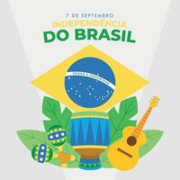 brazilië onafhankelijkheidsdag poster gitaar maracas en drum vector