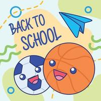 terug naar school poster gelukkig basketbal en voetbal vector