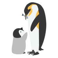 moeder en kind pinguïn voeden haar baby cartoon vector