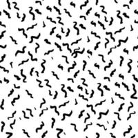 naadloos vectorpatroon met kleine golven. golvende krabbels uit de vrije hand in de stijl van Memphis. dunne lijnen, streepjes en vegen. zwart-wit retro mozaïek textuur. handgetekende grunge inkt vectorillustratie vector