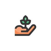 eco pictogram logo vecter illustratie, plant in de hand vector