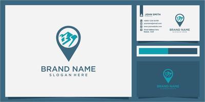 locatie van het berglogo met modern concept. Mountain Location-logo en visitekaartje vector