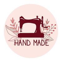 pictogram of logo van vintage naaimachine met modern bloemendecor. platte vectorillustratie voor kleermakerswinkel, naaien, mode, handgemaakte kleding, webdesign vector
