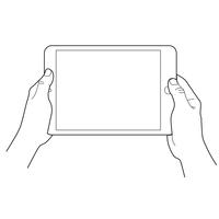 Hand met een tablet touch-apparaten. vector