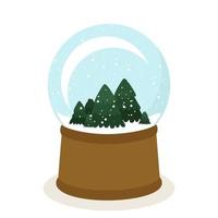sneeuw glazen bol souvenir met kerstbomen. winter kerst vectorillustratie. voor een ansichtkaart, ontwerp of decor vector
