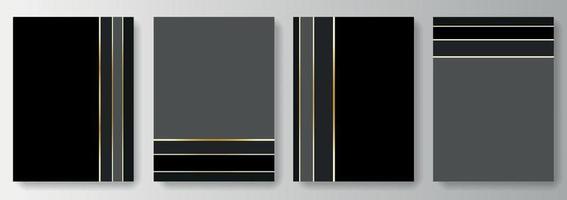 set verzameling zwarte en grijze achtergronden met gouden lijnen vector