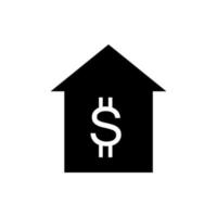 vector huisje met een dollarteken in het midden. kan worden gebruikt voor bankpictogrammen, investeringen in huis, het kopen en verkopen van huizen en andere
