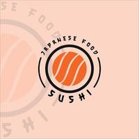 sushi logo vector illustratie sjabloon pictogram grafisch ontwerp. Japans voedselbroodjeteken of symbool voor restaurant en bedrijfsconcept met typografiestijl