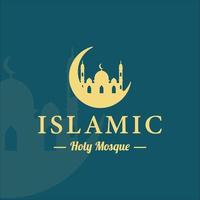 silhouet moskee en halve maan creatief logo vector illustratie sjabloon pictogram grafisch ontwerp