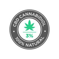 3 procent CBD Cannabidiol olie pictogram. 100 procent natuurlijk. vector