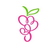 Vector hand getrokken Bunch of grapes overzicht doodle pictogram fruit. Tros druiven schets illustratie voor logo, print, web, mobiel en infographics geïsoleerd op een witte achtergrond