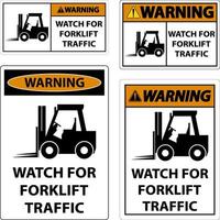 waarschuwing 2-way watch voor heftruck verkeersbord op witte achtergrond vector