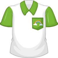 een wit overhemd met groene mouwen op een witte achtergrond vector