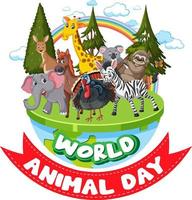 wereld dierendag banner met wilde dieren vector