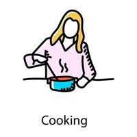 koken handgetekende pictogram, bewerkbare vector