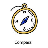 richtingzoeker doodle icoon van kompas vector