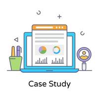 online gegevensweergave, platte lijn concept icoon van case study vector